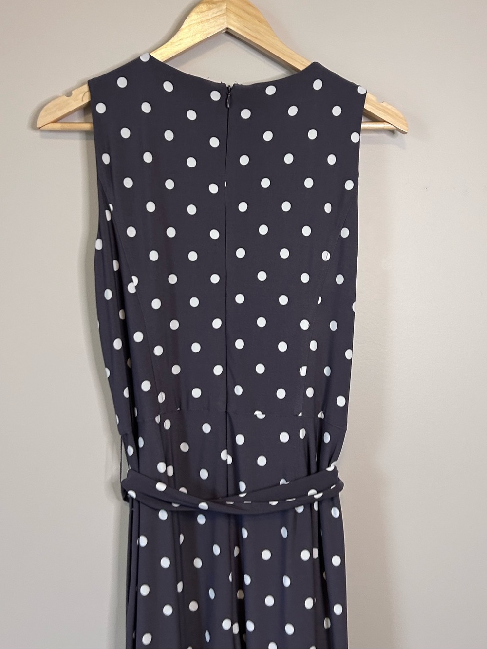 Lauren Ralph Lauren Dark Purple Lavender Polka Dot Wide Leg Jumpsuit Size 10 - Picture 8 of 9
